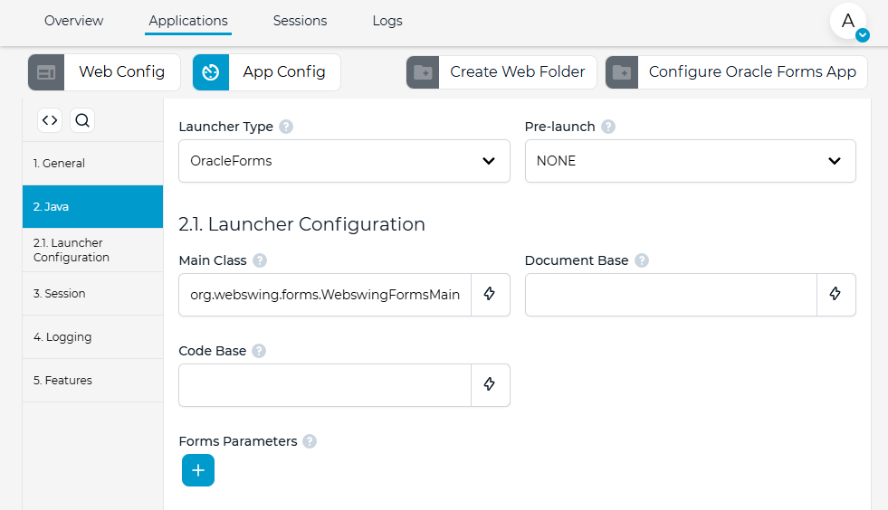 Oracle Forms configuration