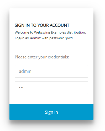 Webswing login screen