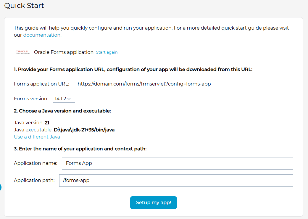 Setup Oracle Forms app