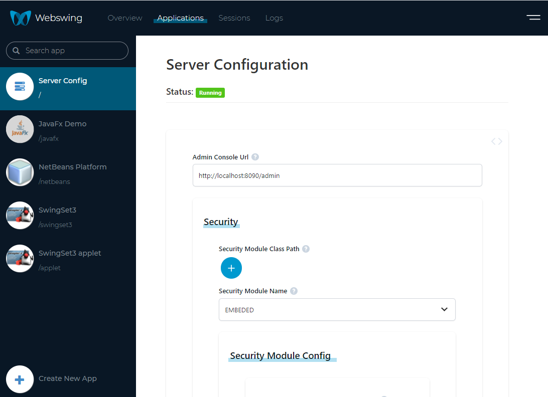 admin console screen