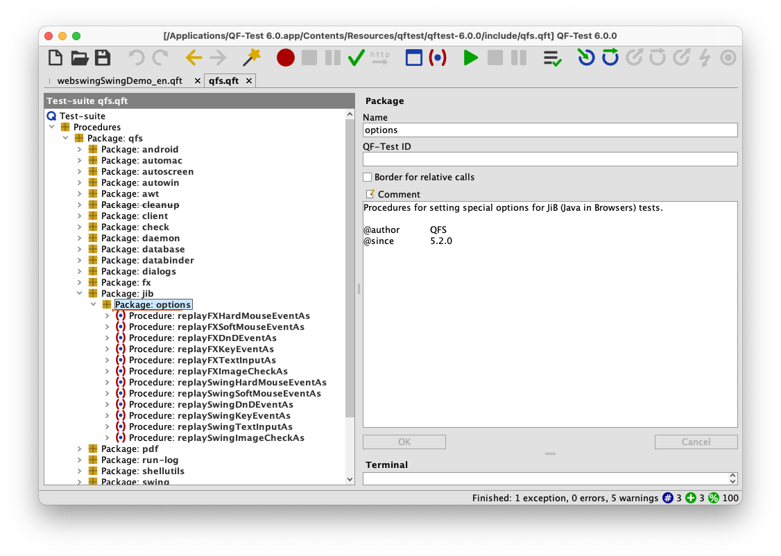 Screenshot of the procedures related to Java In Browser available in the standard library