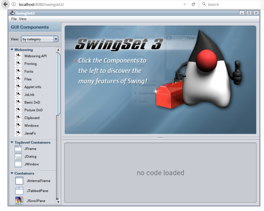 Webswing SwingSet3 running