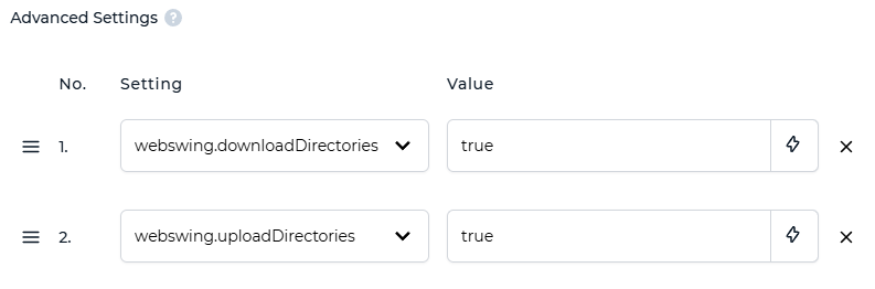Directory upload/download configuration