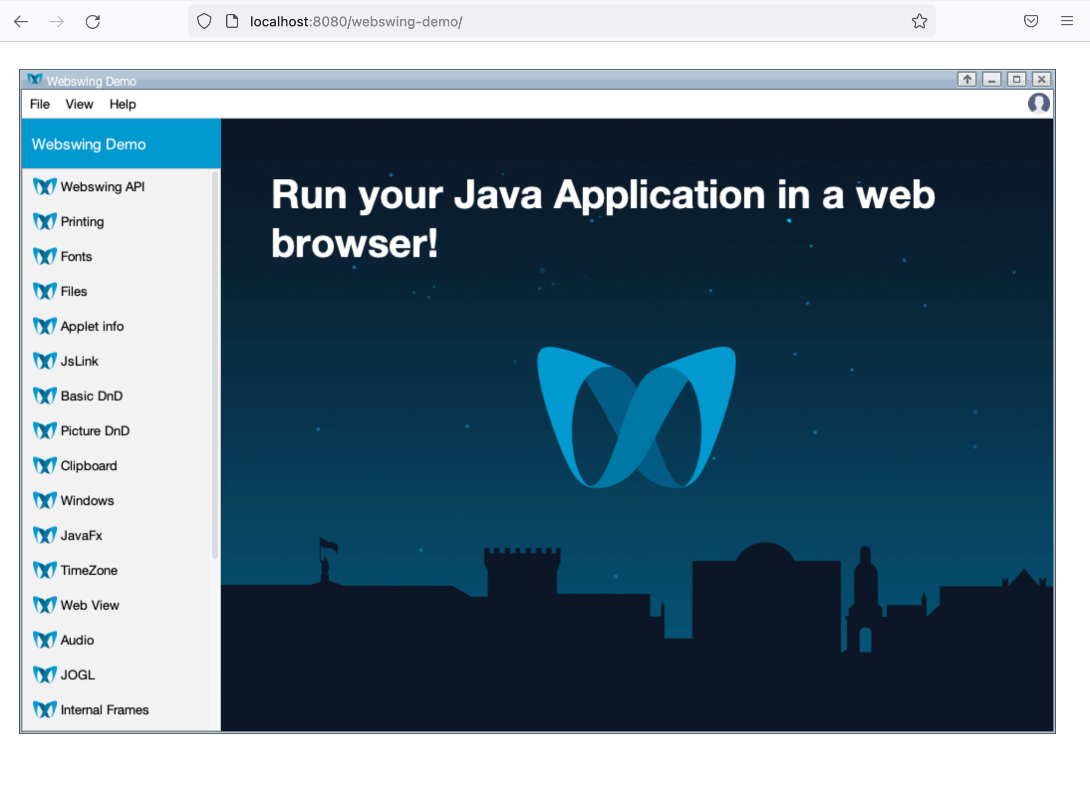 Webswing Demo running