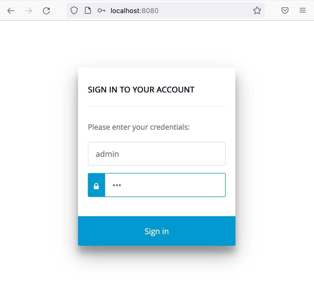 Webswing login screen