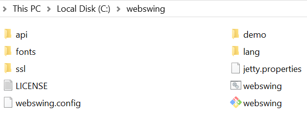 unzipped Webswing distribution