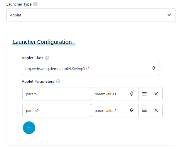 Applet configuration